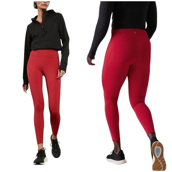 Athleta Rainier Tight High Rise Cold Weather Running Red 1X - Picture 1 of 14